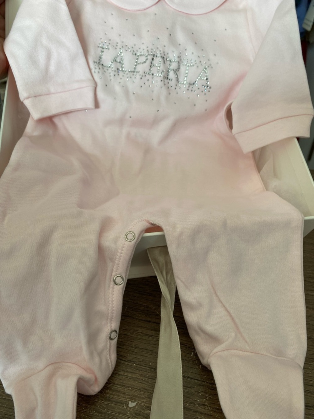La Perla NWTs Pink Baby Embellished One Piece Outfit with Booties 1 Month - Picture 2 of 8